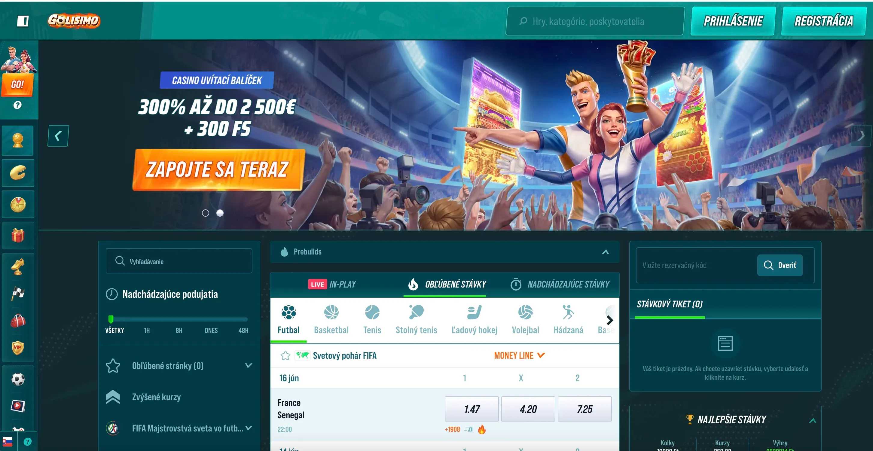 Domovská stránka Golisimo casino