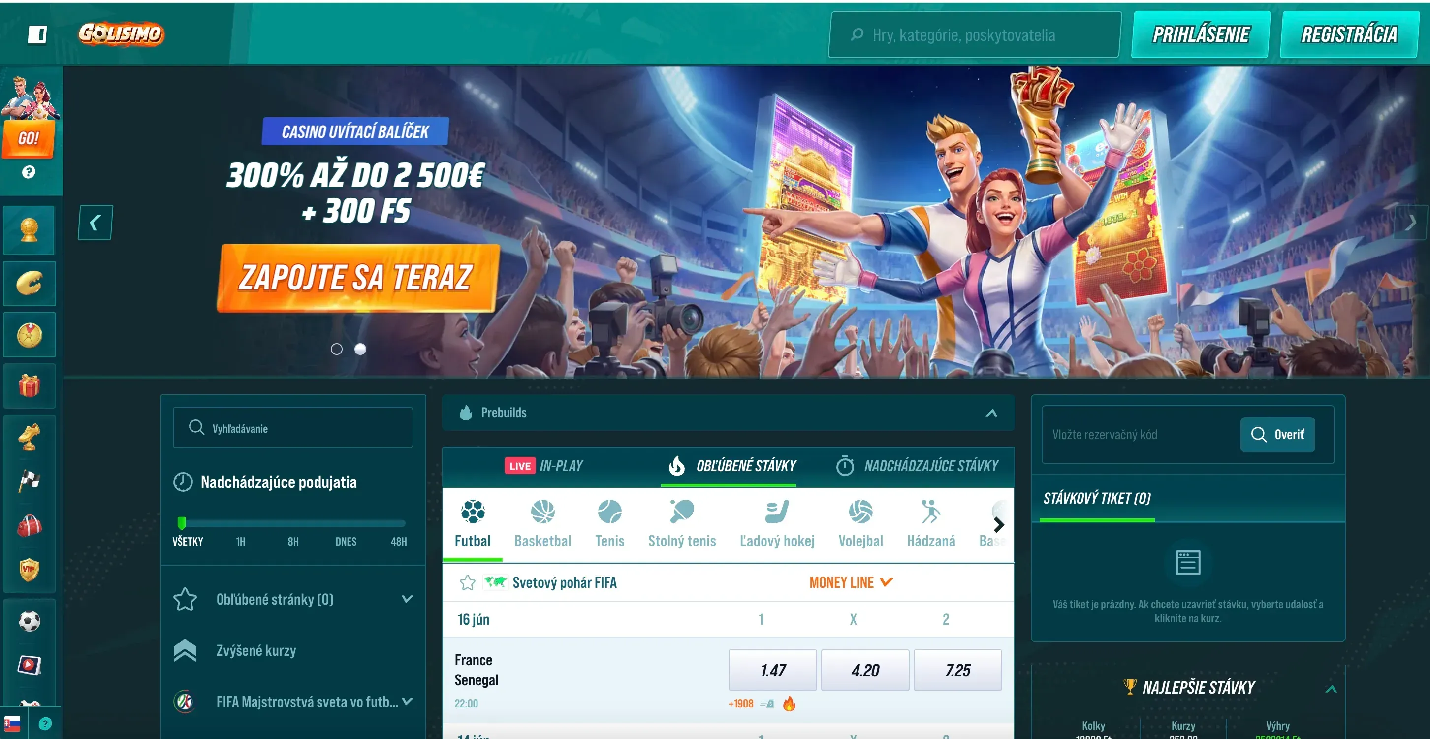 Domovská stránka Golisimo casino